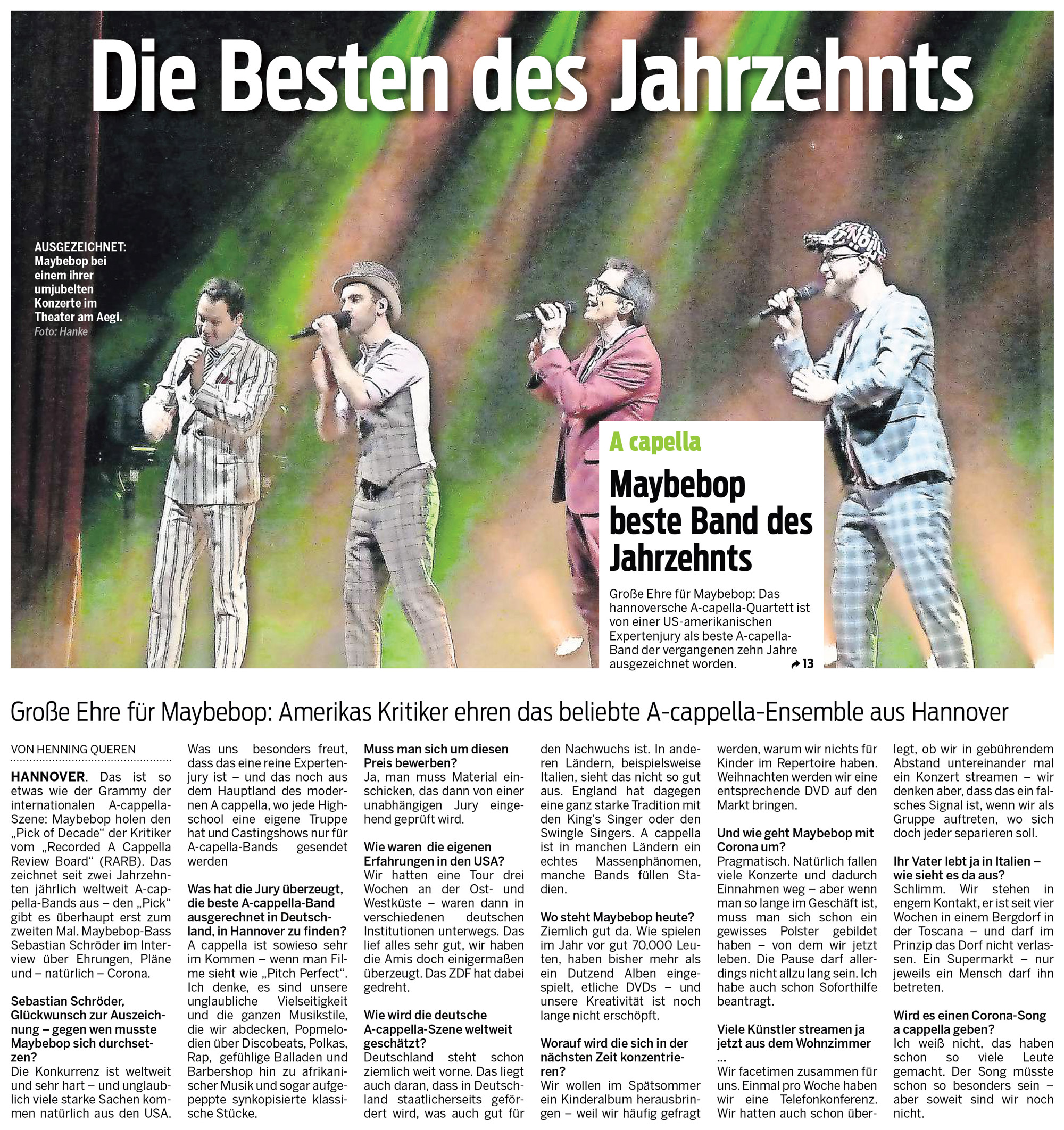 Article “Neue Presse” Hanover from 08.04.2020